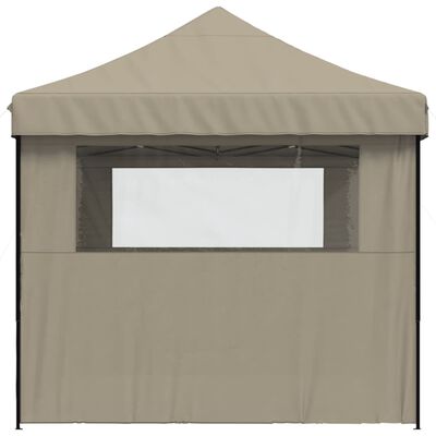 vidaXL Foldable Party Tent Pop-Up with 3 Sidewalls Taupe