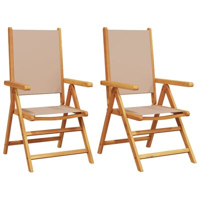 vidaXL Garden Chairs 2 pcs Taupe Solid Wood Acacia and Fabric