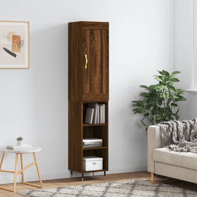 vidaXL Highboard Brown Oak 34.5x34x180 cm Engineered Wood