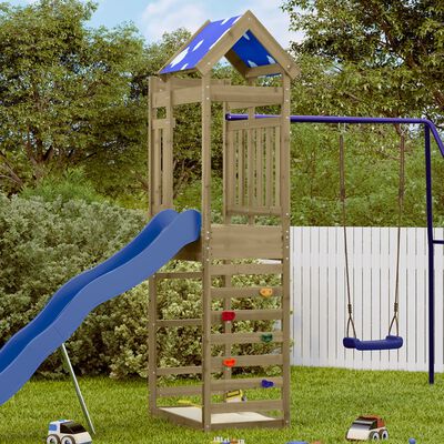 vidaXL Play Tower with Rockwall 85x52.5x239 cm Impregnated Wood Pine