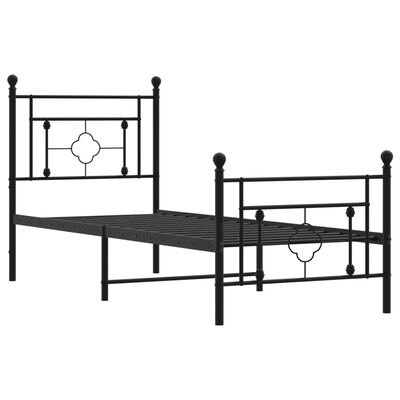 vidaXL Metal Bed Frame without Mattress with Footboard Black 80x200 cm