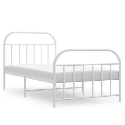 vidaXL Metal Bed Frame without Mattress with Footboard White 100x200 cm