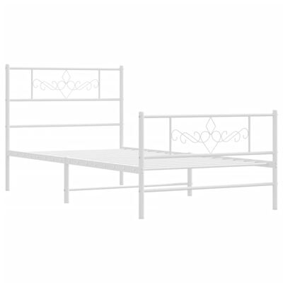 vidaXL Metal Bed Frame without Mattress with Footboard White 90x190 cm Single