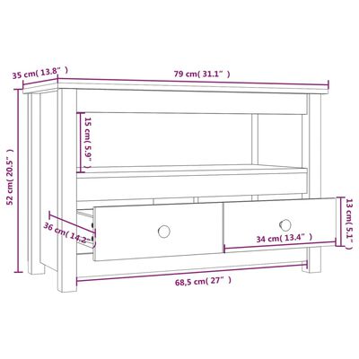 vidaXL TV Cabinet Honey Brown 79x35x52 cm Solid Wood Pine