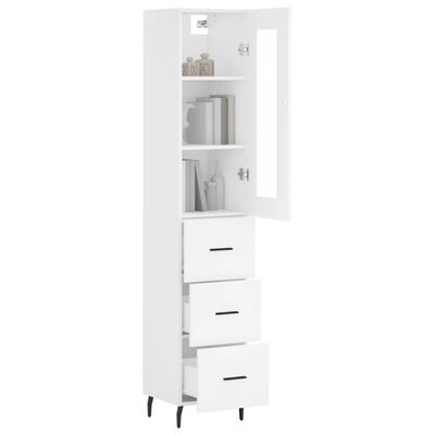 vidaXL Highboard White 34.5x34x180 cm Engineered Wood