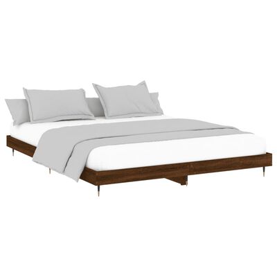 vidaXL Bed Frame without Mattress Brown Oak 140x200 cm Engineered Wood