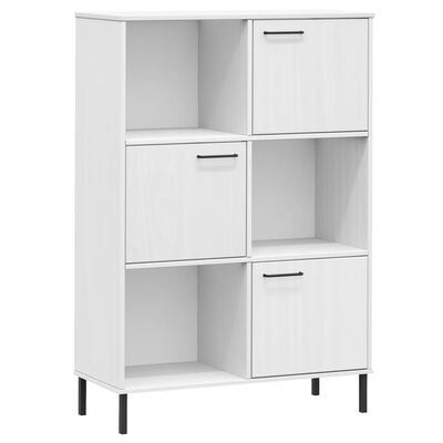 vidaXL Bookcase with Metal Legs White 90x35x128.5 cm Solid Wood OSLO