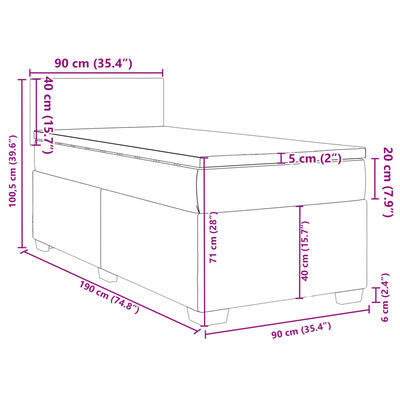 vidaXL Box Spring Bed with Mattress Dark Grey 90x190 cm Velvet