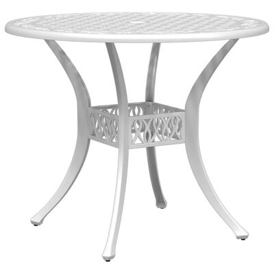 vidaXL Garden Table White Ø90x75 cm Cast Aluminium