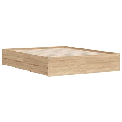 vidaXL Bed Frame with Drawers without Mattress Sonoma Oak 150x200 cm King Size