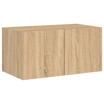 vidaXL TV Wall Cabinet with LED Lights Sonoma Oak 60x35x31 cm