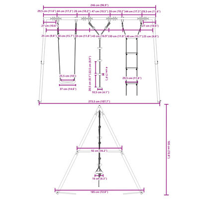 vidaXL Outdoor Swing Set with Swing, Ladder, Disc Swing