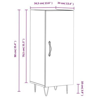 vidaXL Sideboard White 34.5x34x90 cm Engineered Wood