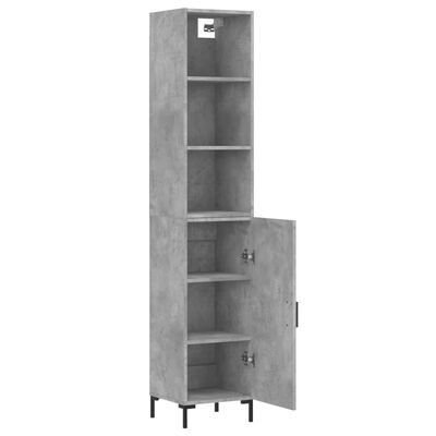 vidaXL Highboard Concrete Grey 34.5x34x180 cm Engineered Wood