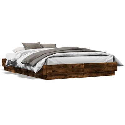 vidaXL Bed Frame without Mattress Smoked Oak 140x190 cm