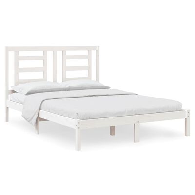 vidaXL Bed Frame without Mattress White 135x190 cm Double Solid Wood Pine