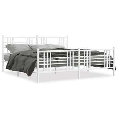 vidaXL Metal Bed Frame without Mattress with Footboard White 193x203 cm