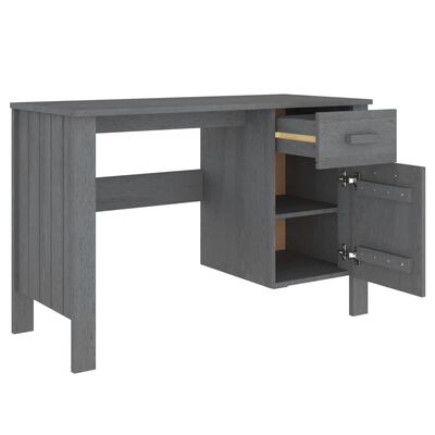 vidaXL Desk HAMAR Dark Grey 113x50x75 cm Solid Wood Pine