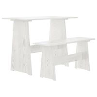 vidaXL Dining Table with Bench REINE White Solid Wood Pine