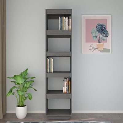 vidaXL Book Cabinet/Room Divider Grey 40x35x167 cm Solid Wood Pine
