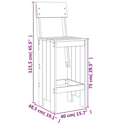 vidaXL Bar Stools 2 pcs 40x48.5x115.5 cm Solid Wood Douglas