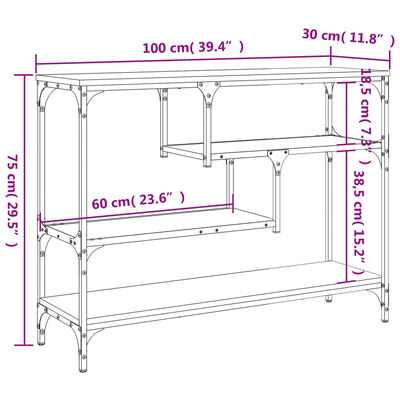 vidaXL Console Table Black 100x30x75 cm Engineered Wood