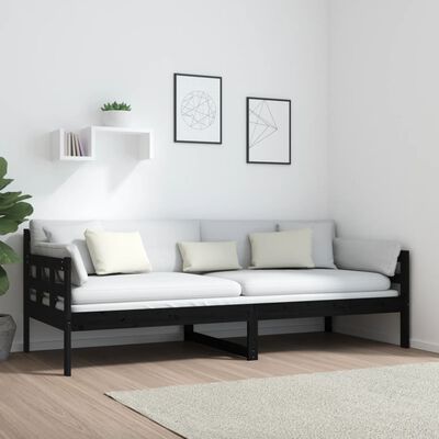 vidaXL Day Bed without Mattress Black Solid Wood Pine 80x200 cm