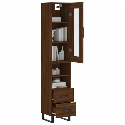 vidaXL Highboard Brown Oak 34.5x34x180 cm Engineered Wood