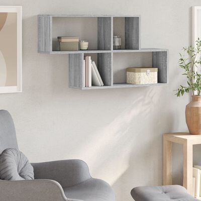 vidaXL Wall Shelf Grey Sonoma 100x20x53 cm Engineered Wood