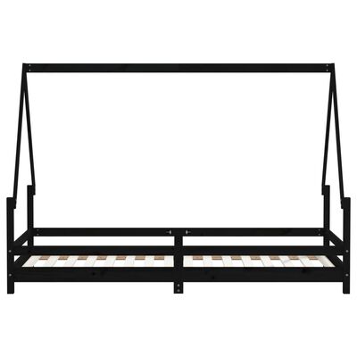 vidaXL Kids Bed Frame Black 90x200 cm Solid Wood Pine