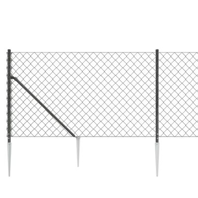 vidaXL Chain Link Fence with Spike Anchors Anthracite 1.1x10 m