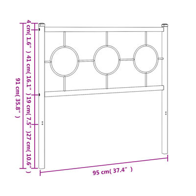 vidaXL Metal Headboard Black 90 cm