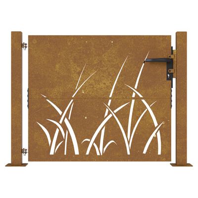 vidaXL Garden Gate 105x105 cm Corten Steel Grass Design