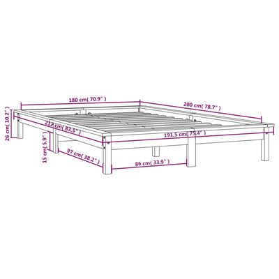 vidaXL Bed Frame without Mattress Honey Brown Super King Size Solid Wood