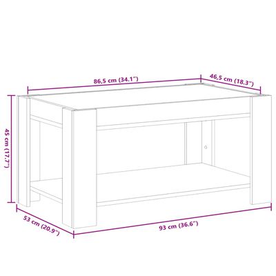 vidaXL Coffee Table with LED Grey Sonoma 93x53x45 cm Engineered Wood