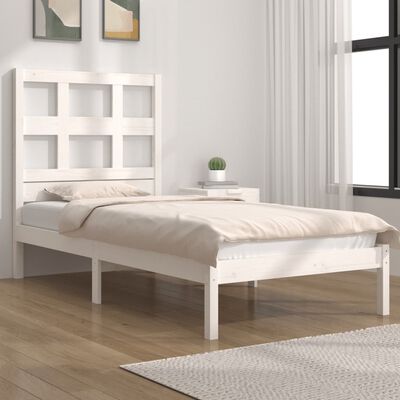 vidaXL Bed Frame without Mattress White 90x200 cm Solid Wood Pine