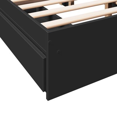 vidaXL Bed Frame with Drawers without Mattress Black 120x190 cm Small Double