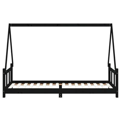 vidaXL Kids Bed Frame Black 90x200 cm Solid Wood Pine