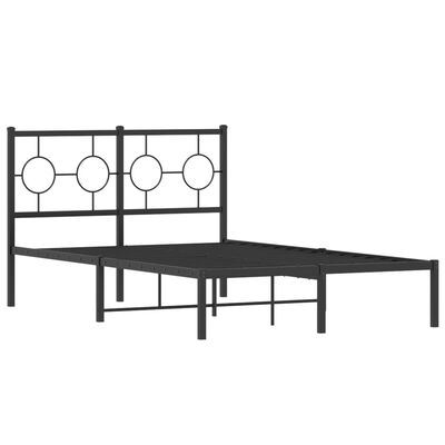 vidaXL Metal Bed Frame without Mattress with Headboard Black 120x190 cm Small Double