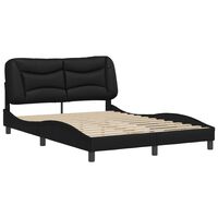 vidaXL Bed Frame with Headboard Black 135x190 cm Double Faux Leather
