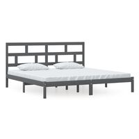 vidaXL Bed Frame without Mattress Grey Solid Wood Pine 200x200 cm (810039+814216)