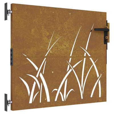 vidaXL Garden Gate 85x100 cm Corten Steel Grass Design