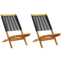 vidaXL Garden Chairs 2 pcs Black Solid Wood Acacia and Polypropylene