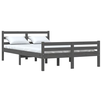 vidaXL Bed Frame without Mattress Grey Solid Wood 120x190 cm Small Double