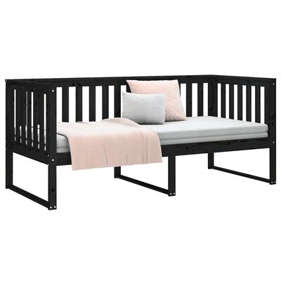 vidaXL Day Bed without Mattress Black 90x190 cm Single Solid Wood Pine