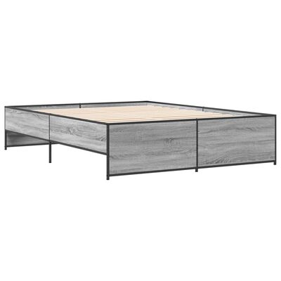 vidaXL Bed Frame without Mattress Grey Sonoma 150x200 cm King Size