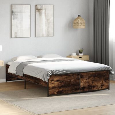 vidaXL Bed Frame without Mattress Smoked Oak 140x190 cm