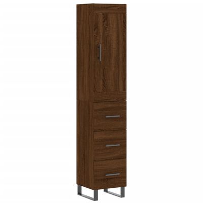 vidaXL Highboard Brown Oak 34.5x34x180 cm Engineered Wood