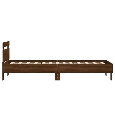 vidaXL Bed Frame without Mattress with LED Lights Brown Oak 75x190 cm Small Single