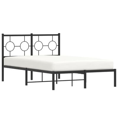 vidaXL Metal Bed Frame without Mattress with Headboard Black 120x190 cm Small Double